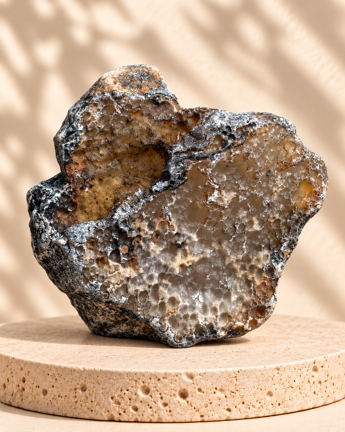 Piedra natural botrioidal crema y miel