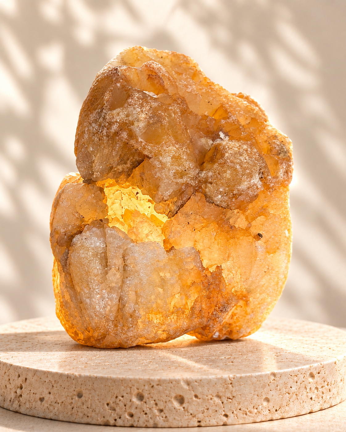 Piedra natural miel con cristalización de cuarzo