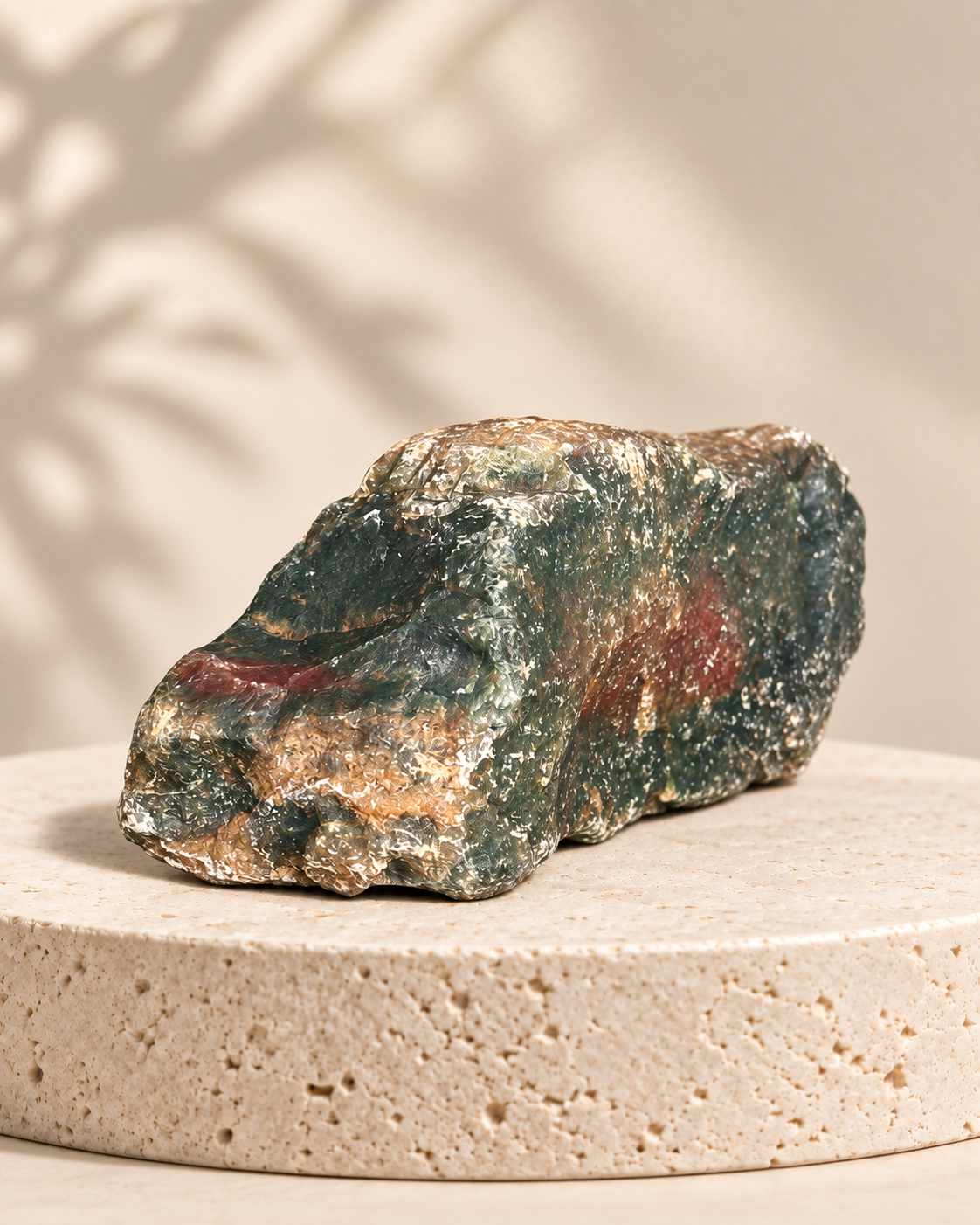Piedra natural verde con zona rojiza