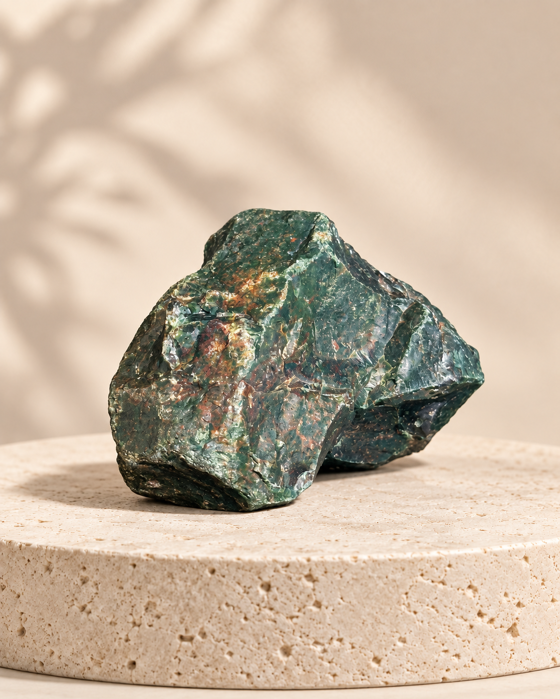 Piedra natural verde oscuro con matices rojizos