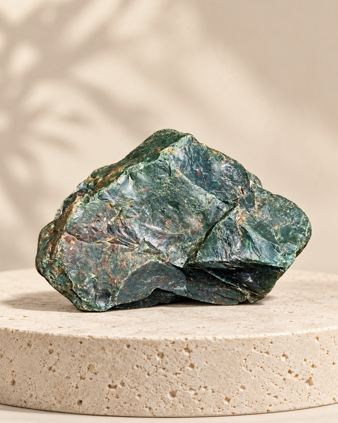 Piedra natural verde oscuro con matices rojizos