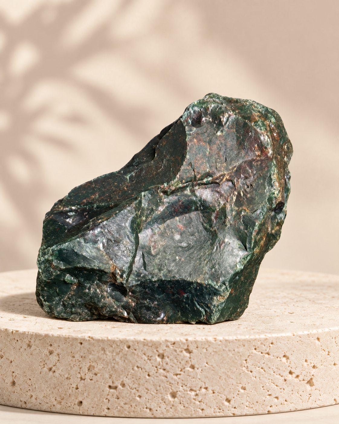Piedra natural verde oscuro con matices rojizos